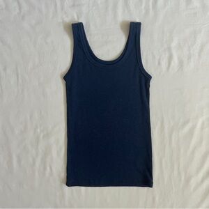 Aerie Ribbed Tank Top | Navy Scoop Neck Ribbed Size XS